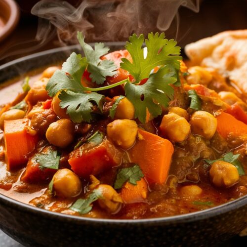 bowl of chickpea and sweet potato curry