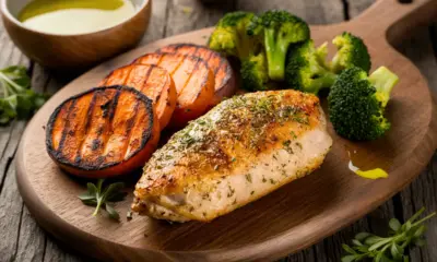 chicken meal with sweet potato and broccoli