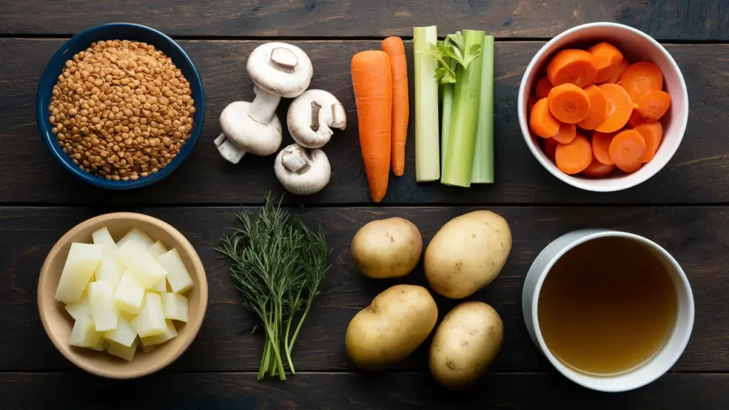 shepherds pie ingredients lentils mushrooms vegetables