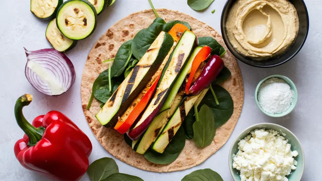 spinach veg hummus 
wrap