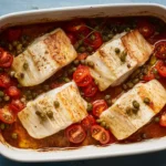 baked cod with tomatoes and capers