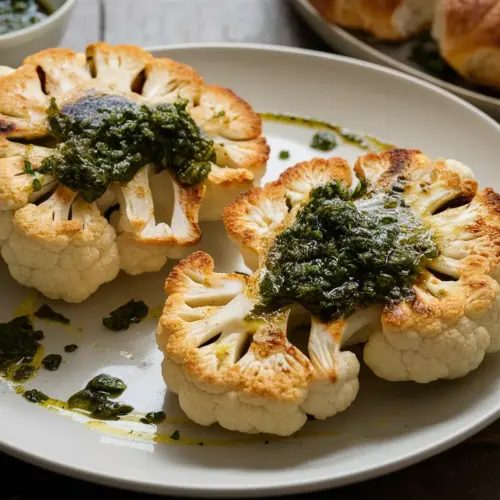 golden brown cauliflower steaks