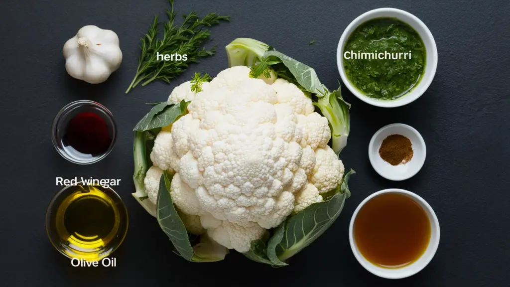 ingredients for cauliflower steaks with sauce