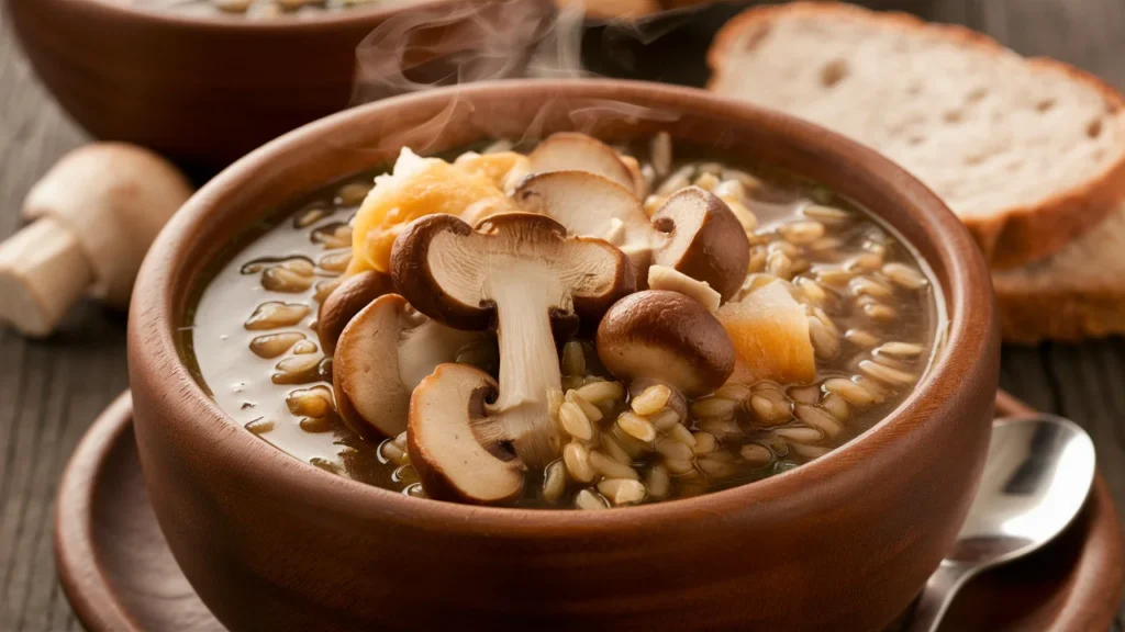 nutritious mushroom barley soup