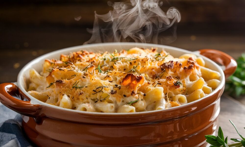 healthy mac and cheese closeup