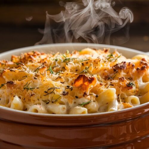 healthy mac and cheese closeup