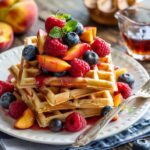 whole grain waffles with fresh fruit compote