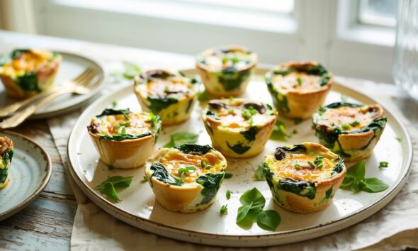 baked egg cups with spinach and mushrooms