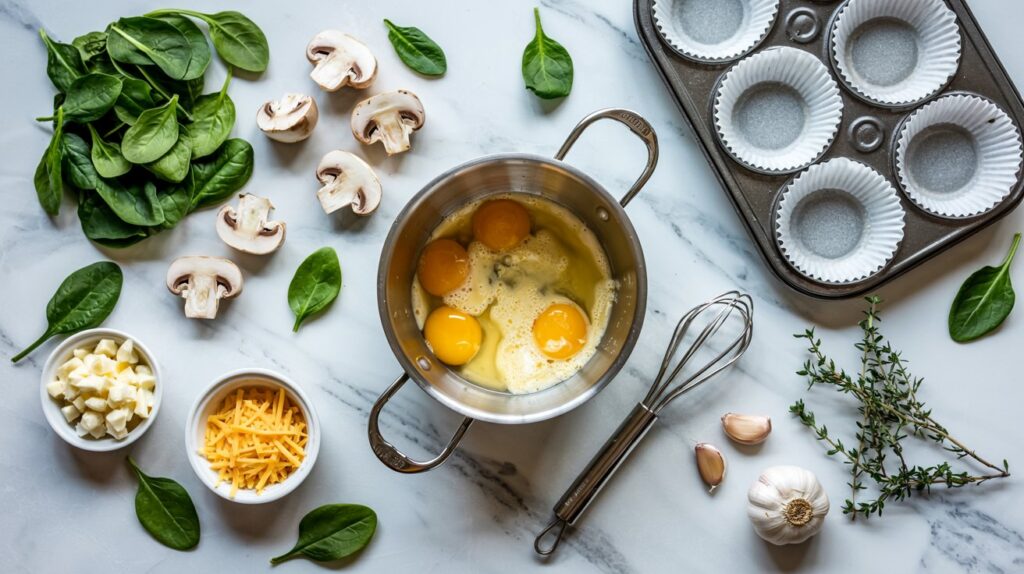 baked egg cups with spinach and mushrooms ingredients
