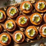 baked sweet potato bites with goat cheese